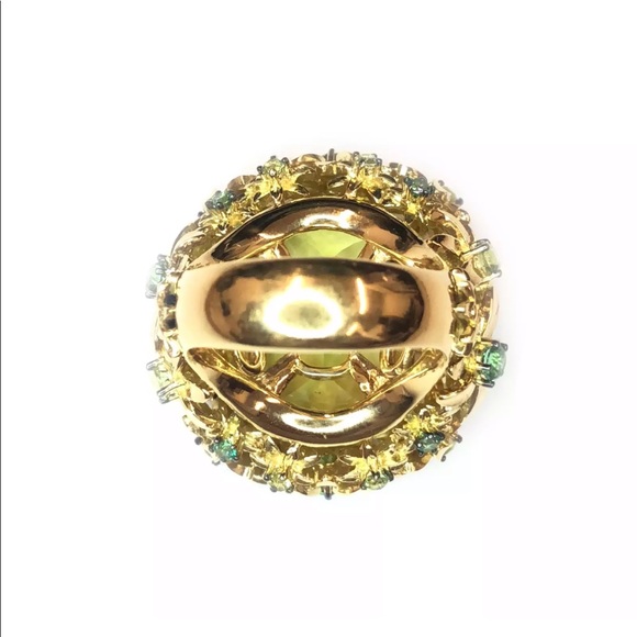 18K Gucci Flower Cocktail Citrine and Emerald Ring - Picture 6 of 6
